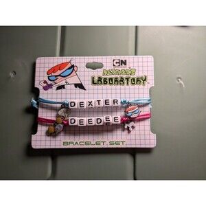 Cartoon Network Dexter's Laboratory Dexter & Dee Dee Bracelet Set NEW